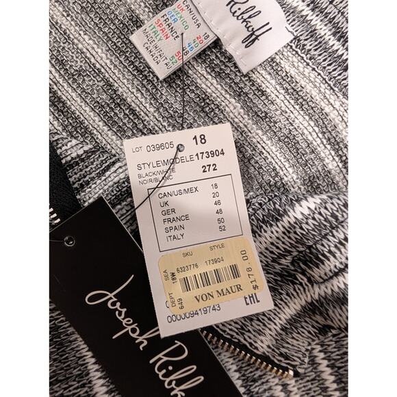 Joseph Ribkoff Sweater Womens 18 Black White Zip Front Cardigan Hi-Low NWT - Picture 7 of 11